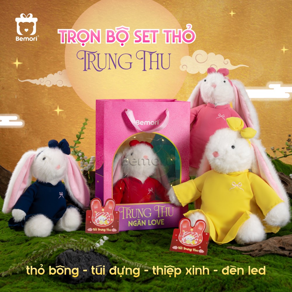 Trọn bộ set quà Thỏ bông áo dài Trung Thu cho bé gái