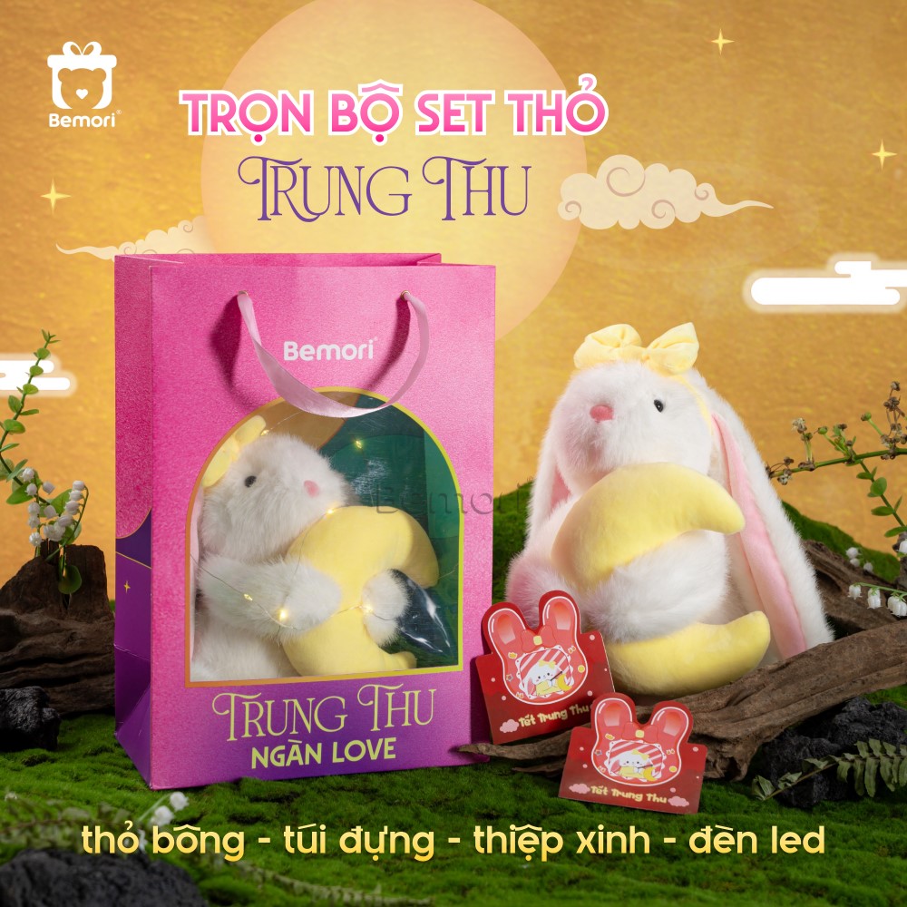 Trọn bộ set quà Thỏ bông ôm trăng Trung Thu cho bé gái