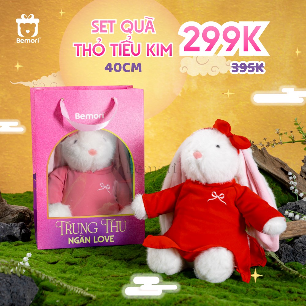 Set quà thỏ tiểu kim 40cm giá yêu thương chỉ 299K tại Bemori