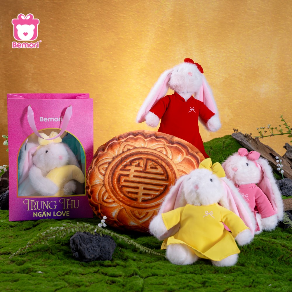 Combo quà tặng Trung thu: bánh nướng và thỏ bông