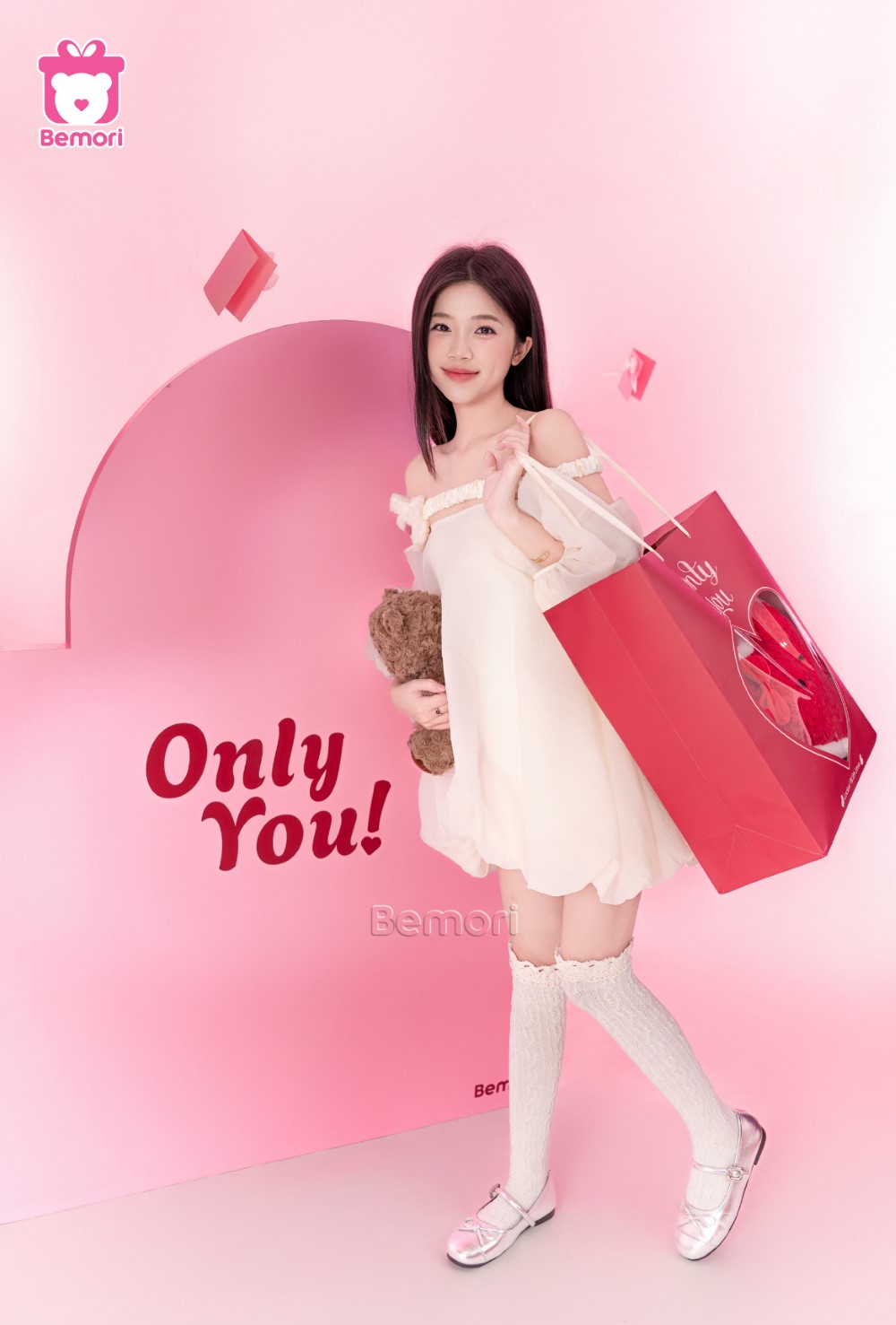Set quà tặng Valentine ngọt ngào: gấu bông trái tim Love Letter Bear