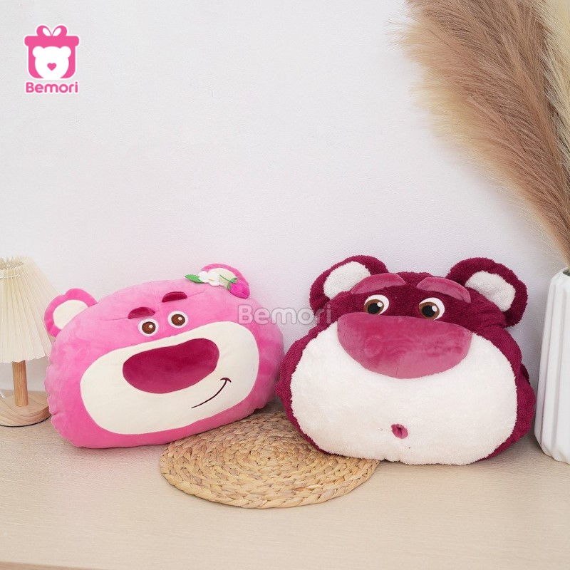 Gối Bông Tròn Gấu Lotso, Gối Chăn Gấu Lotso Xù 3in1