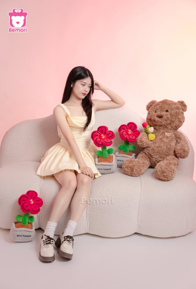 Combo gấu bông và hoa bông: Món quà 20/10 khiến nàng say mê