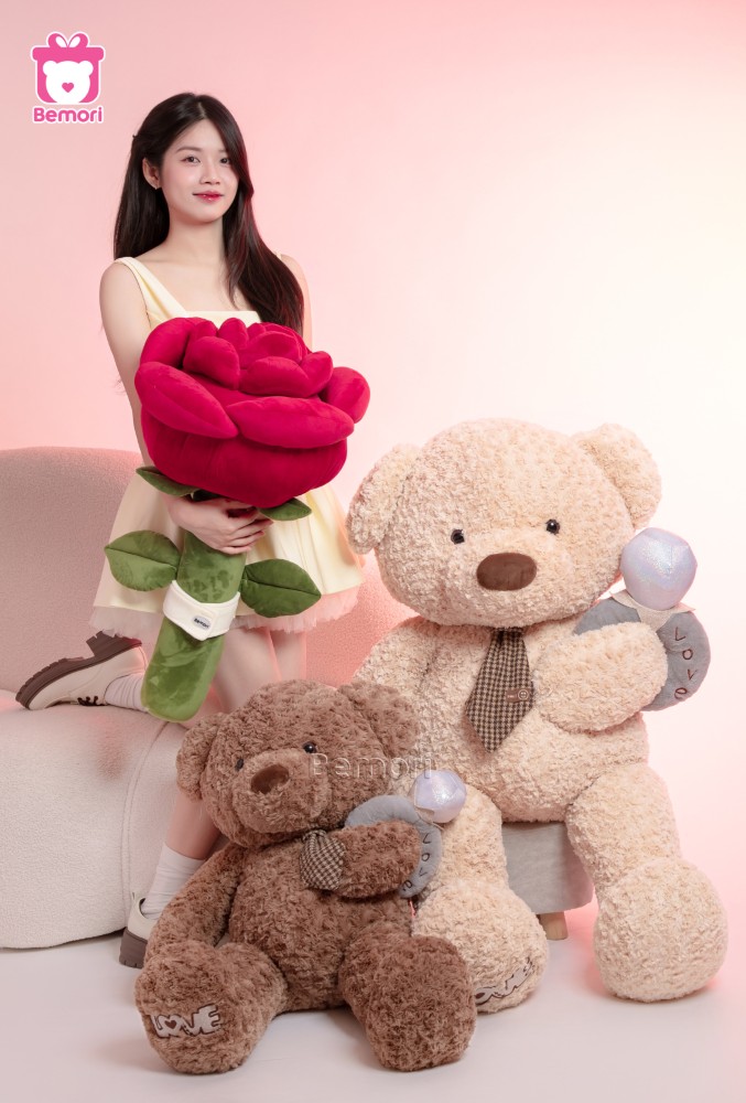 Combo Teddy và hoa hồng tặng nàng cả bầu trời yêu thương