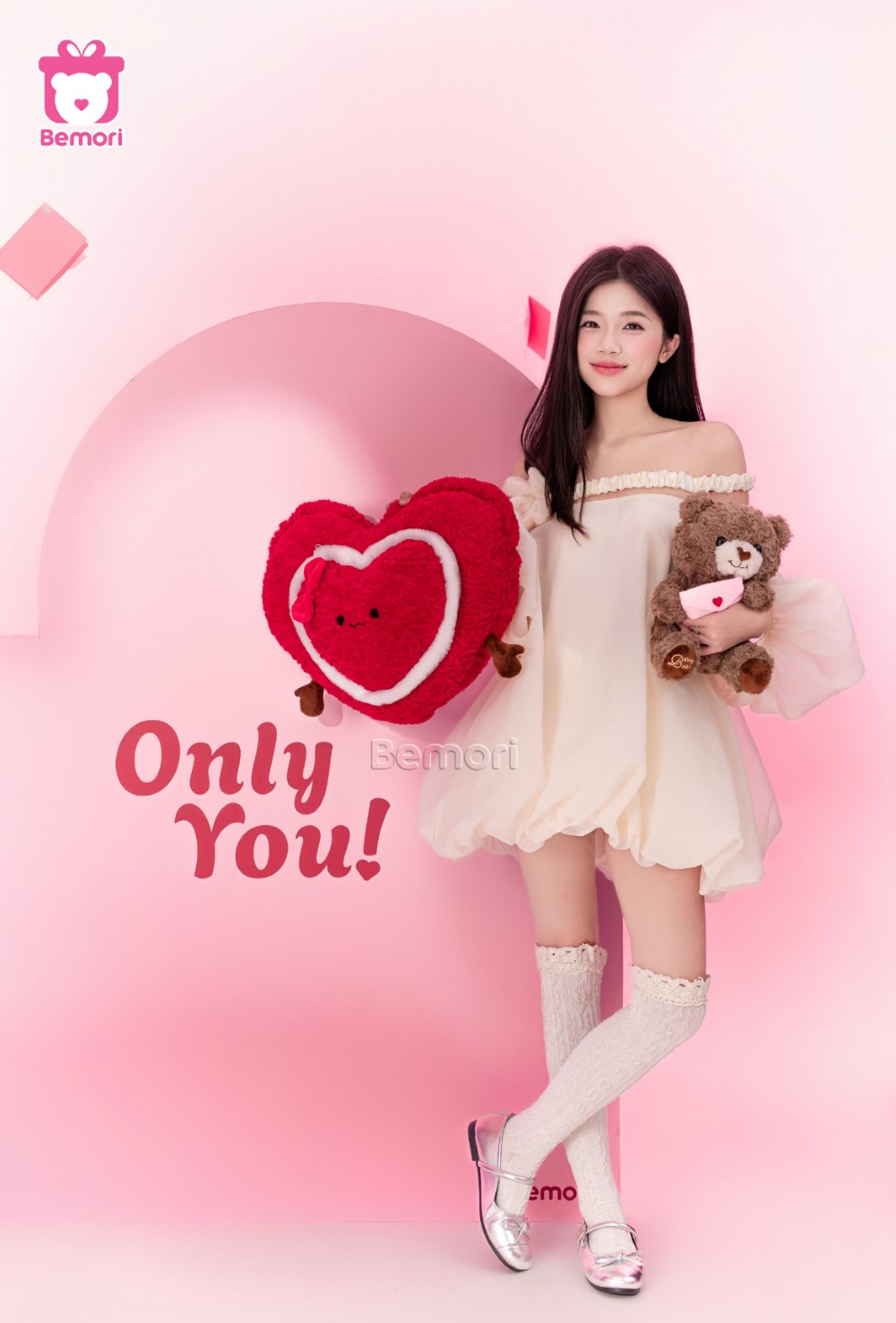 Gấu bông trái tim Love Letter Bear kết nối trái tim yêu