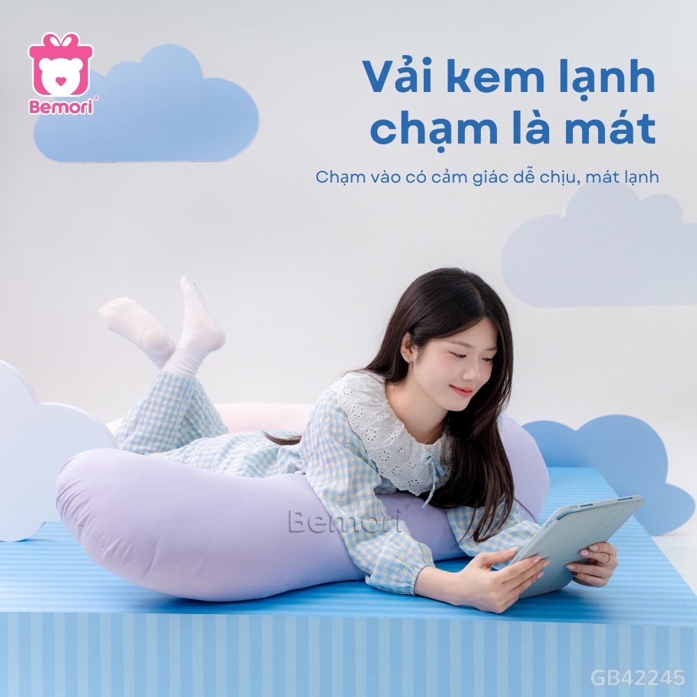 Gối Ôm Kem Lạnh Dáng Sóng chạm là mát, giúp ngủ ngon hơn