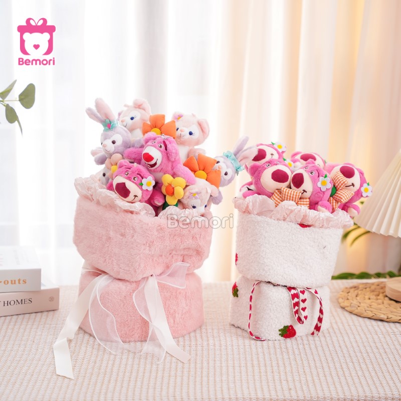 Tặng Nàng Set Bó Hoa Vải Lotso – Thỏ Khiến Nàng Vui Cả Ngày