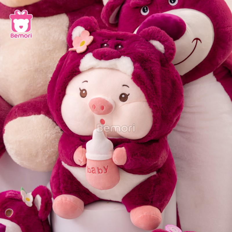 Heo Bông Cosplay Lotso Ôm Bình Sữa Cutee Lắm