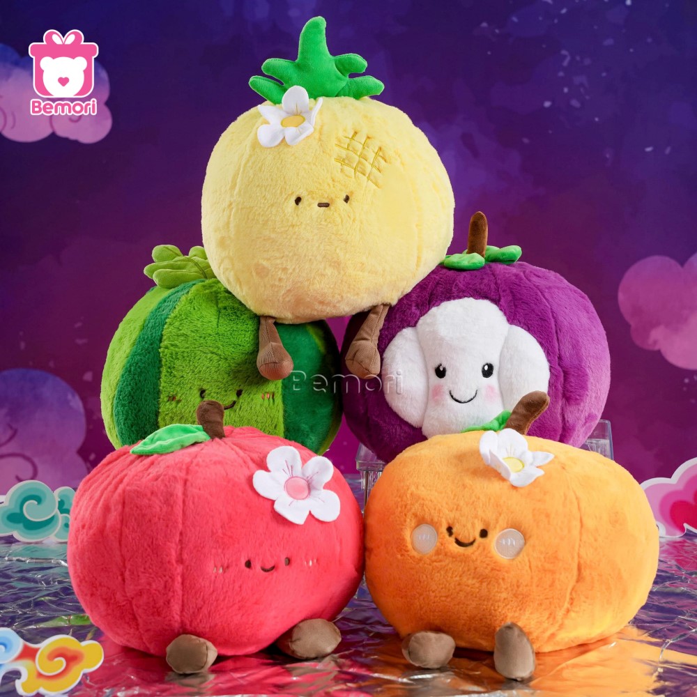 Gấu bông trái cây biến thành mâm ngũ quả sống động