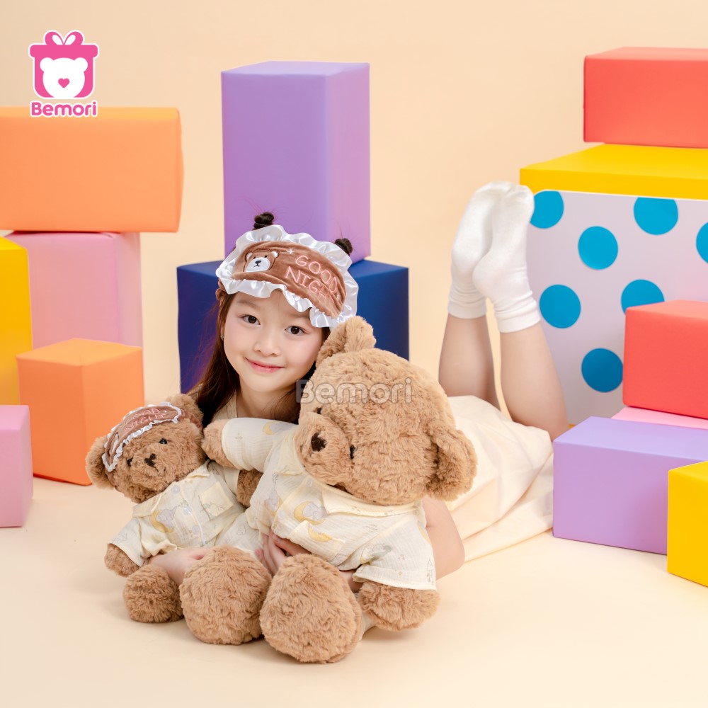 Gấu Bông Mặc Bộ Ngủ Bịt Mắt