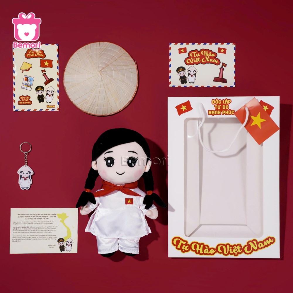 Trọn bộ set quà gấu bông cô gái Việt Nam của Bemori