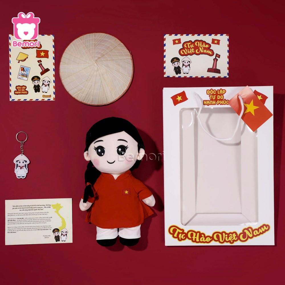 Trọn bộ set quà gấu bông cô gái Việt Nam của Bemori