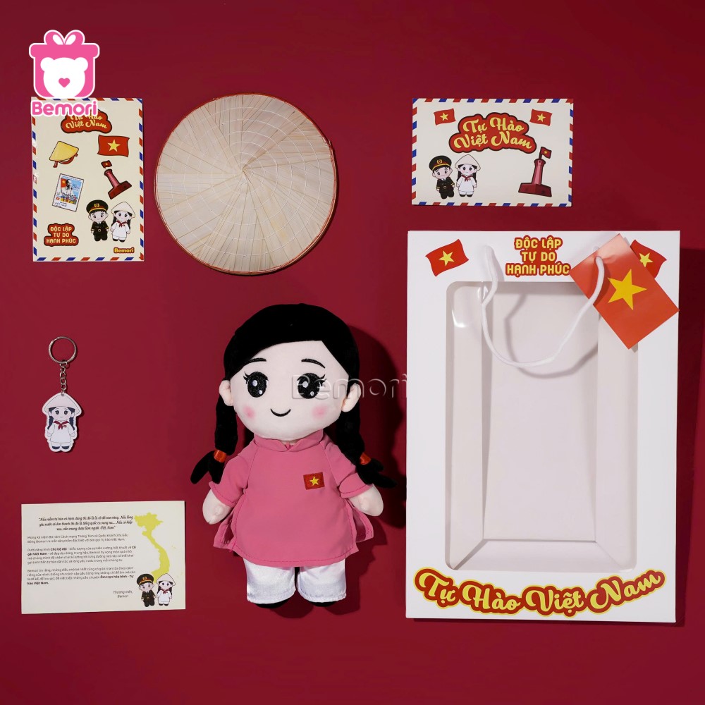 Trọn bộ set quà gấu bông cô gái Việt Nam của Bemori