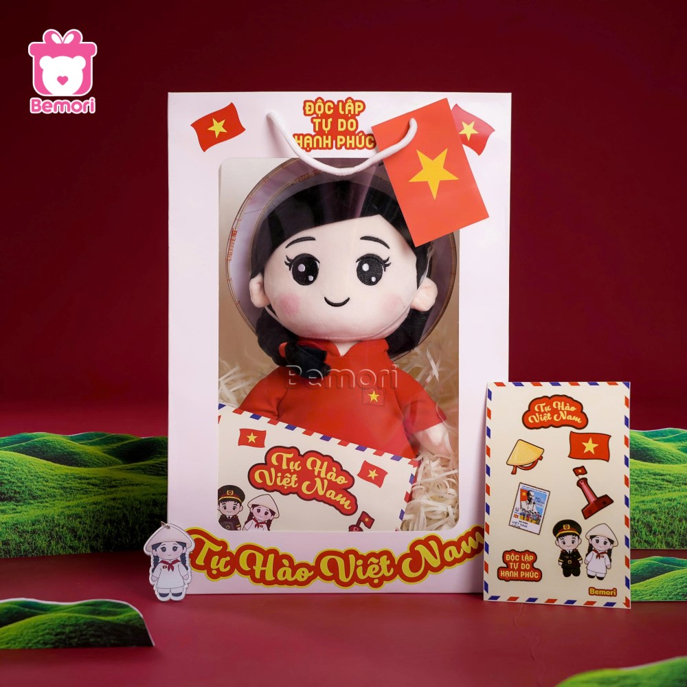 Trọn bộ set quà gấu bông cô gái Việt Nam của Bemori
