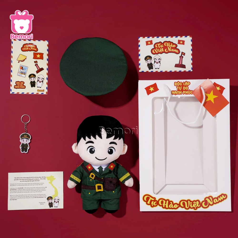 Trọn bộ set quà gấu bông chú bộ đội của Bemori