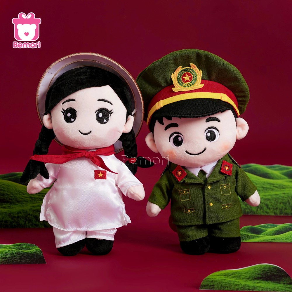 Gấu Bông Chú Công An Và Cô Gái Việt Nam