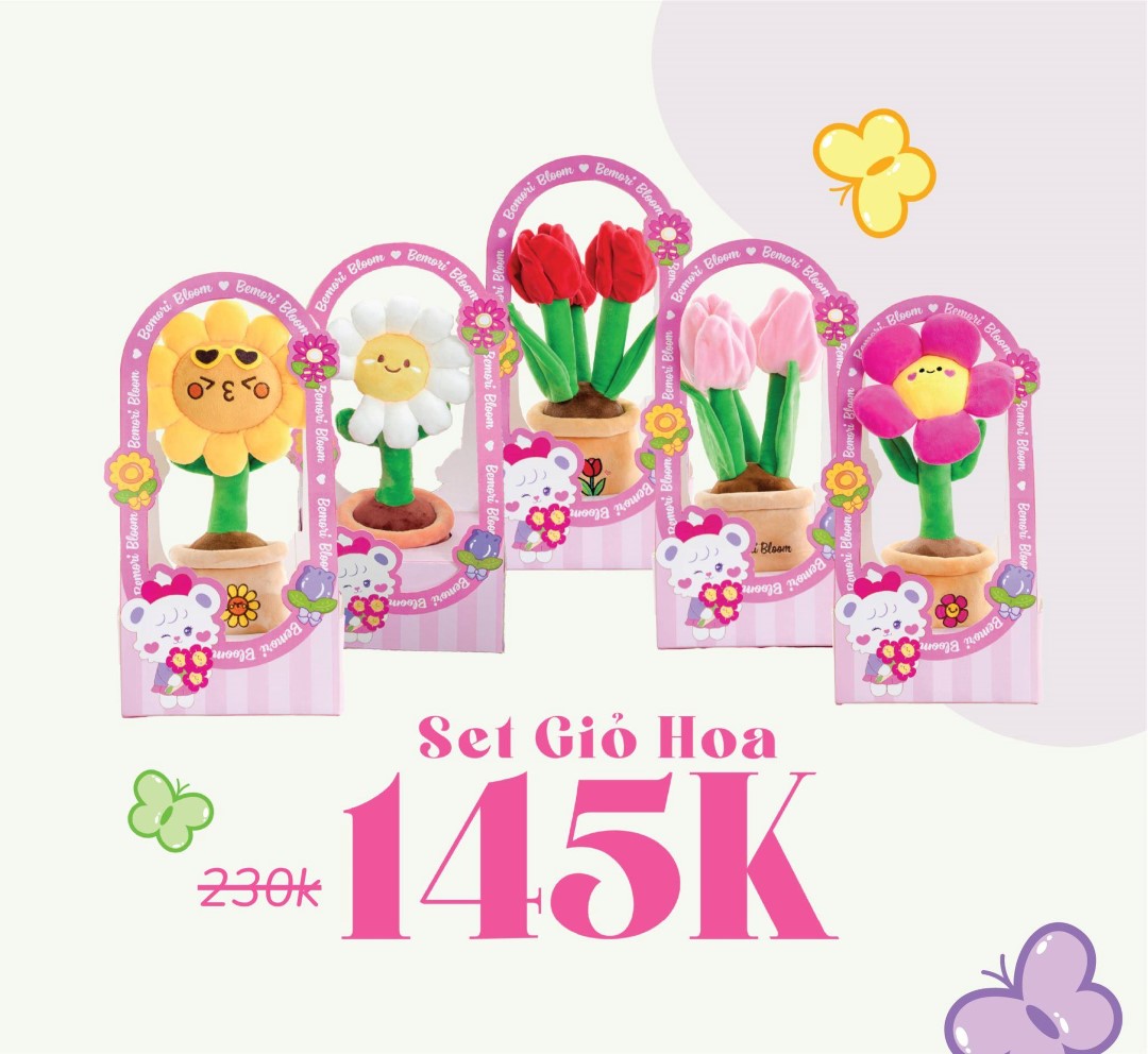 Giỏ hoa bông xinh Bemori – quà tặng tháng 10 chỉ 145K
