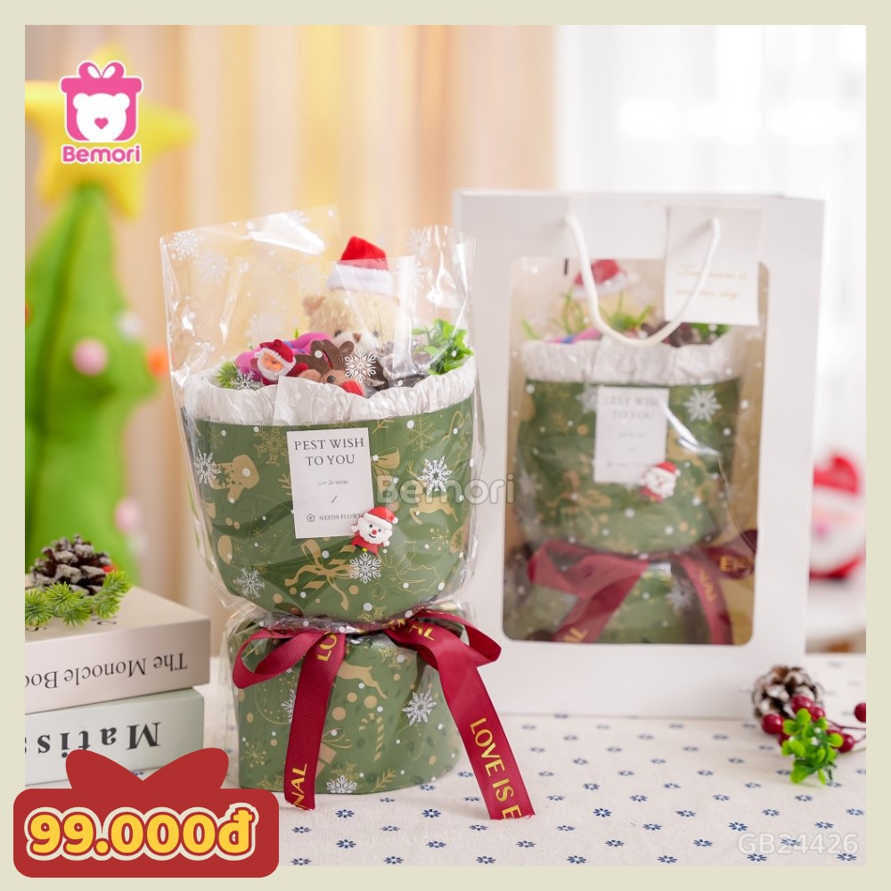 Set bó hoa vải bóng Noel