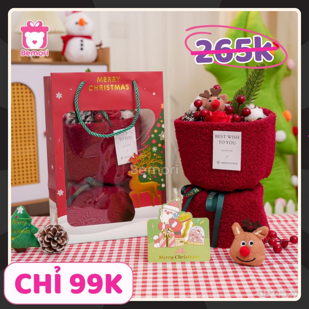 Set bó hoa vải Noel chỉ 99K tại Bemori