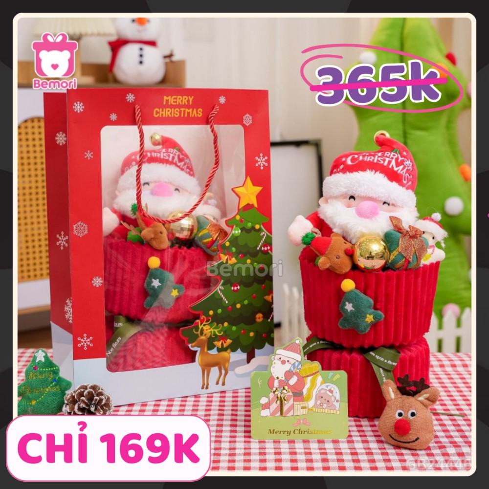 Set bó hoa vải len Noel chỉ 169K tại Bemori
