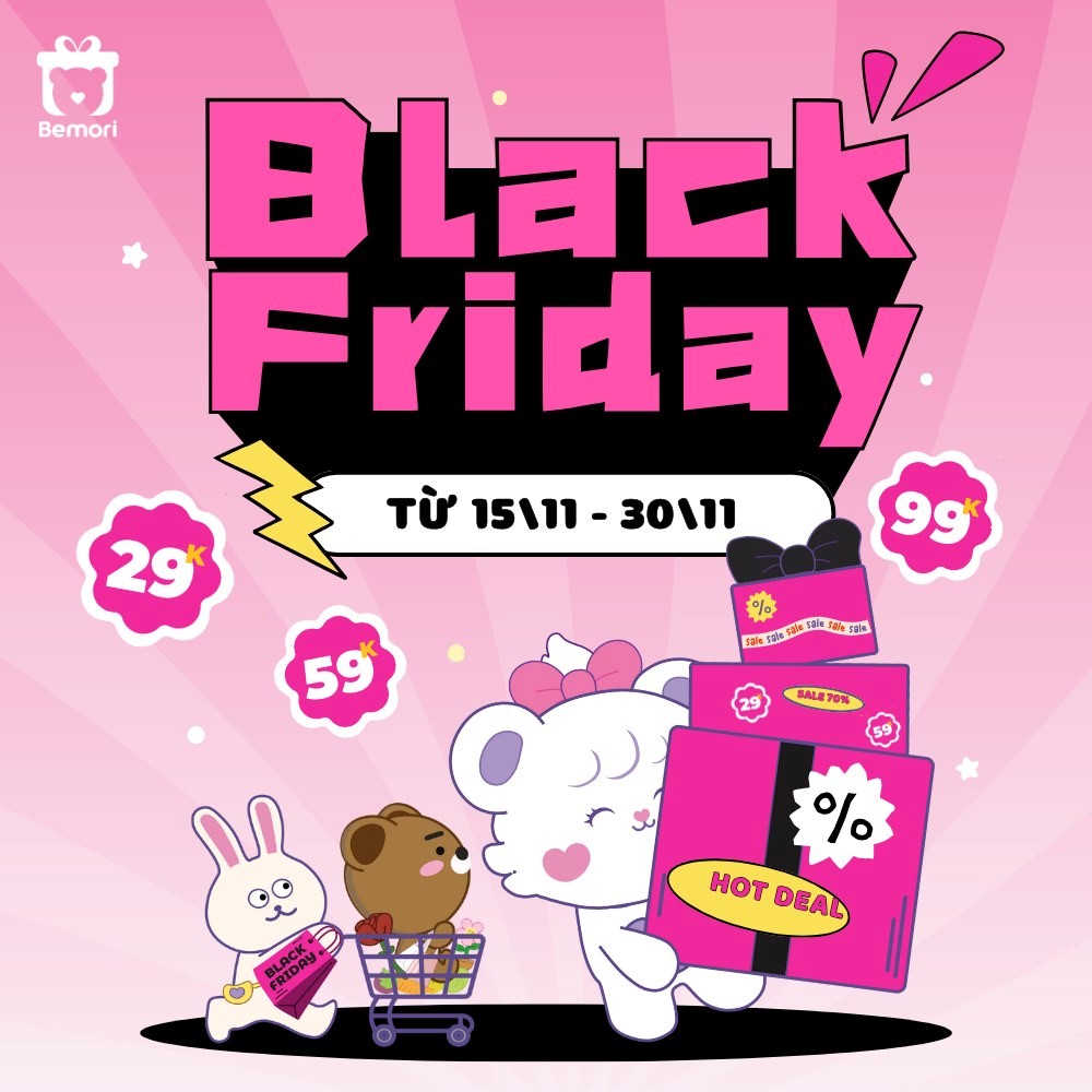 Chương trình gấu bông đồng giá dịp Black Friday tại Bemori