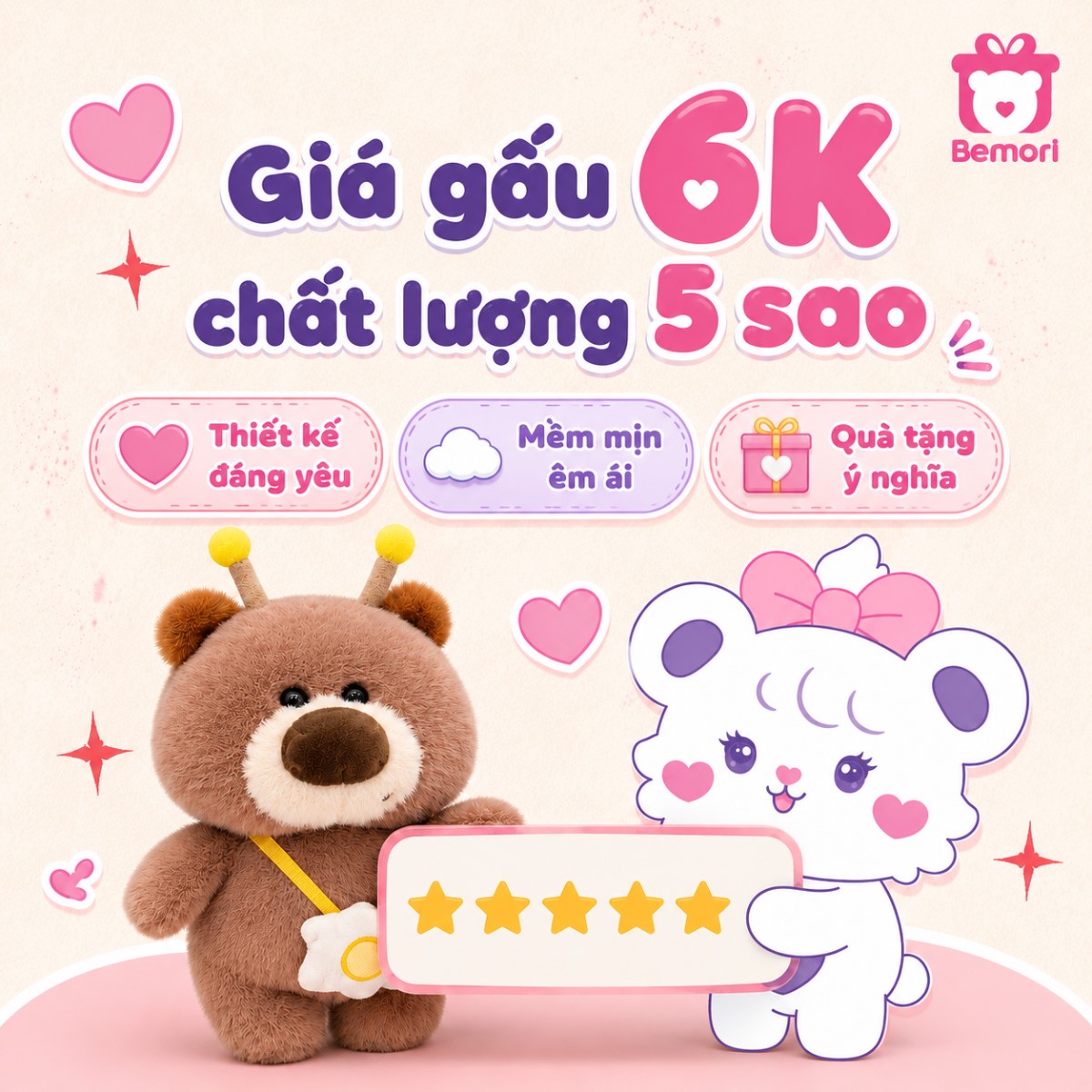 Giá gấu 6K, chất lượng 5 sao tại Bemori