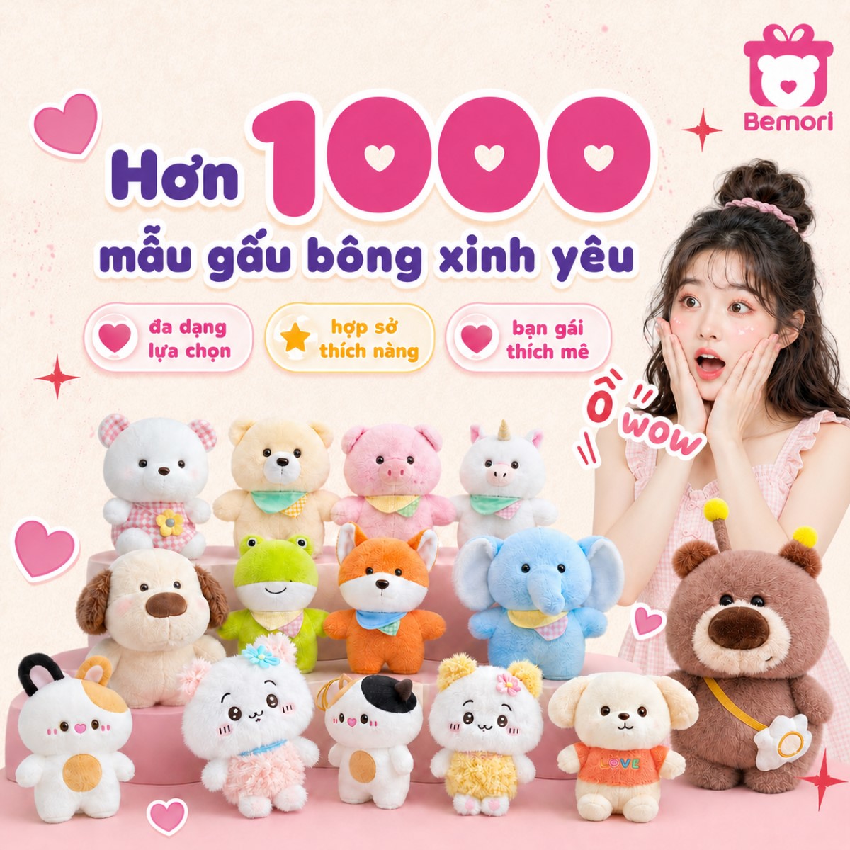 Hơn 1000 mẫu gấu bông xinh yêu tại Bemori
