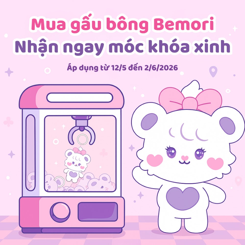 Nhận ngay móc khóa xinh khi mua gấu bông Bemoi