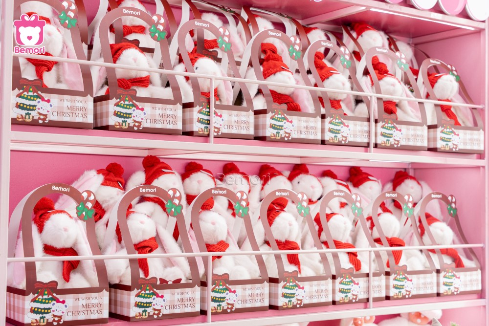 Set quà thỏ bông Giáng sinh do Bemori thiết kế riêng cho dịp này