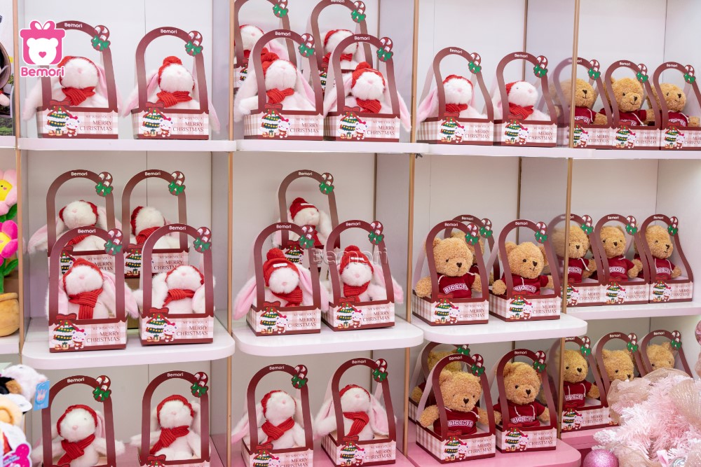 Set quà thỏ bông và gấu Teddy phiên bản Noel siêu xinh