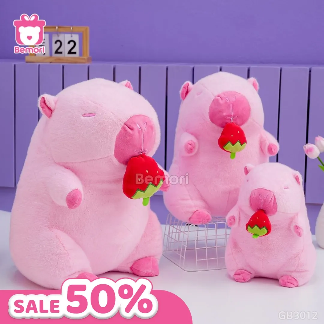 Gấu bông Capybara rút dâu tây