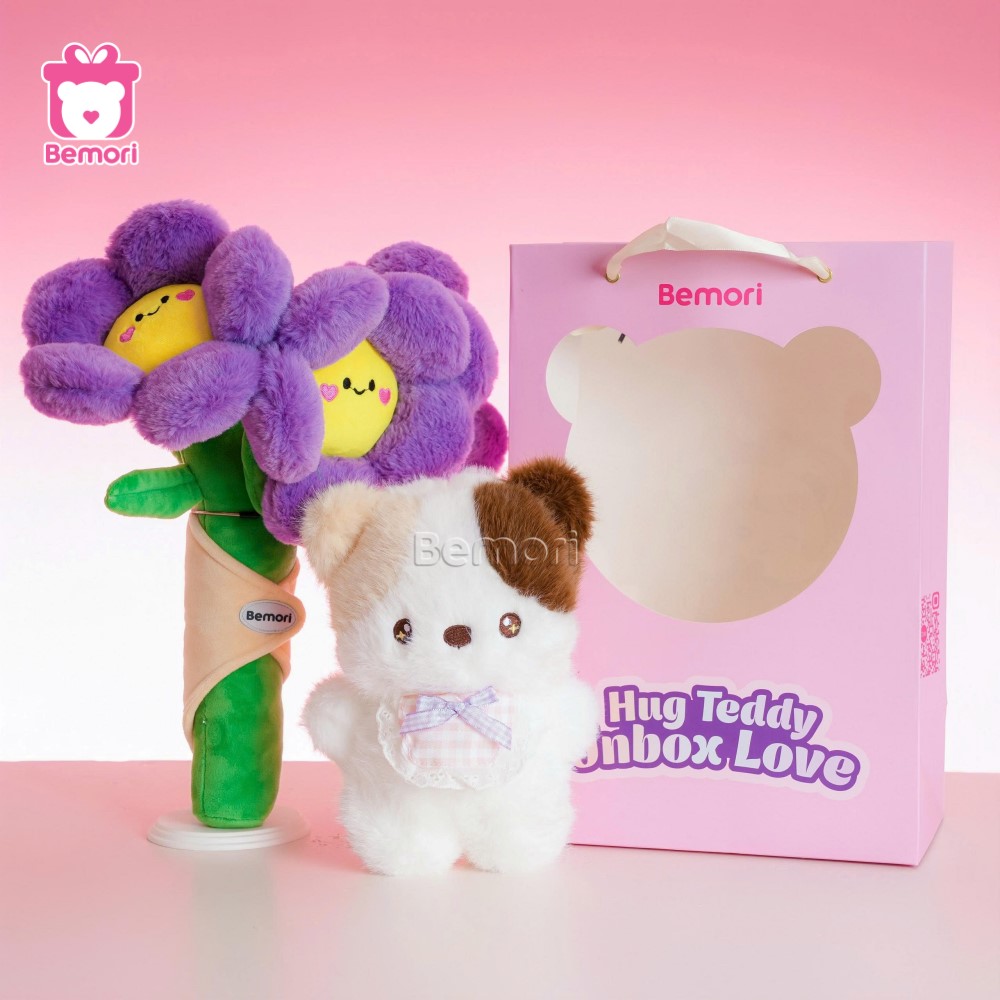 Set quà tặng 8/3 hoa bông và gấu bông dễ thương