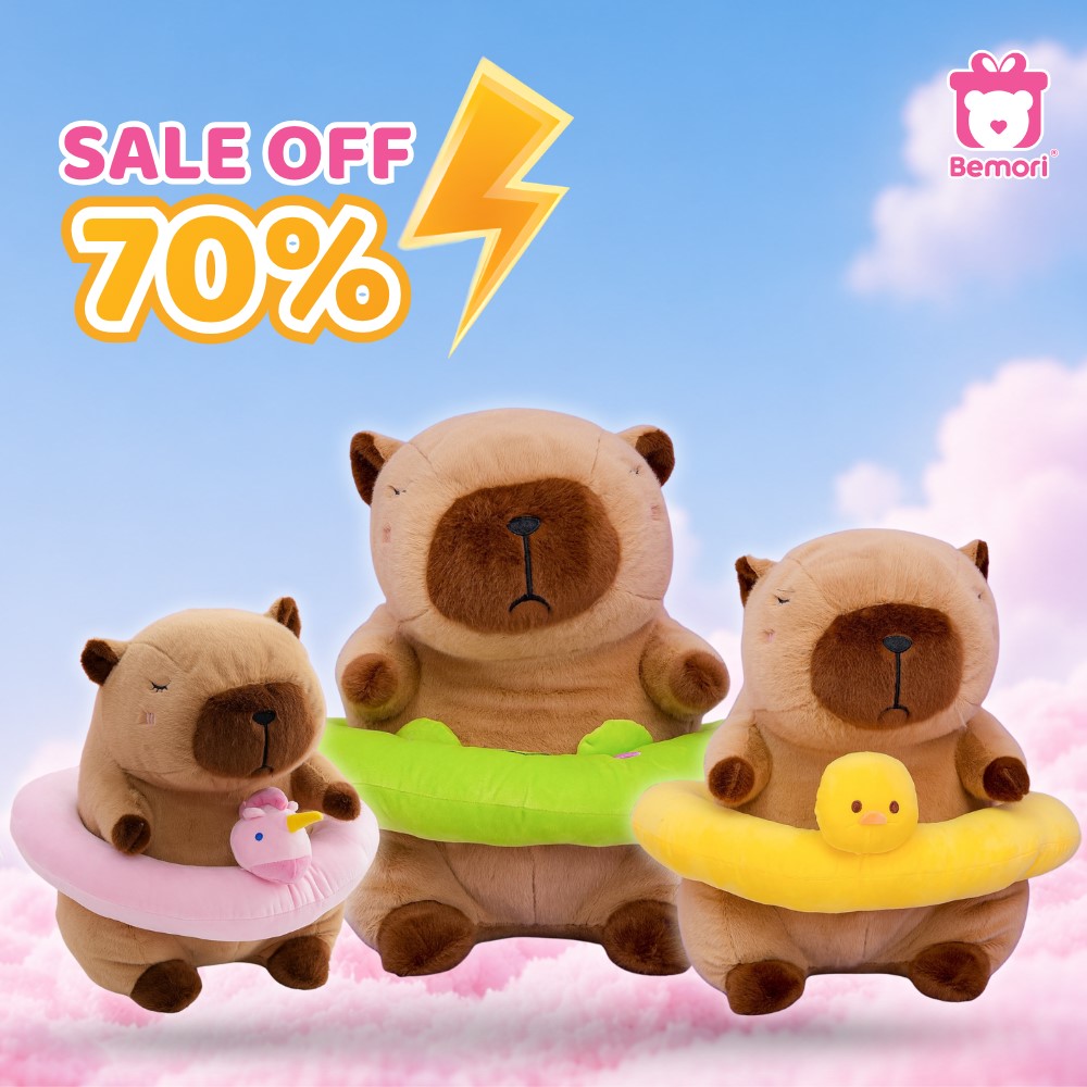 Gấu bông Capybara đeo phao ưu đãi lên đến 70% trong khung giờ vàng