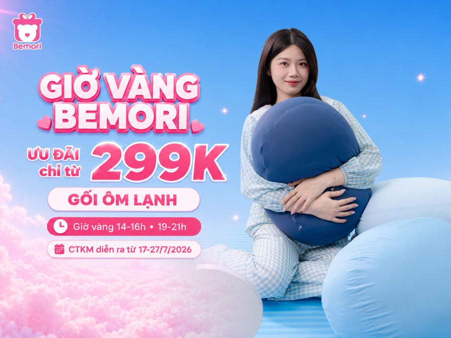 Gối Ôm Lạnh 299K – Deal Giờ Vàng Bemori, Ôm Mát Cả Mùa Hè!