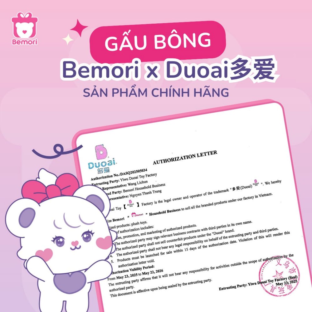 Bemori chính thức phân phối gấu bông Duoai chính hãng tại Việt Nam