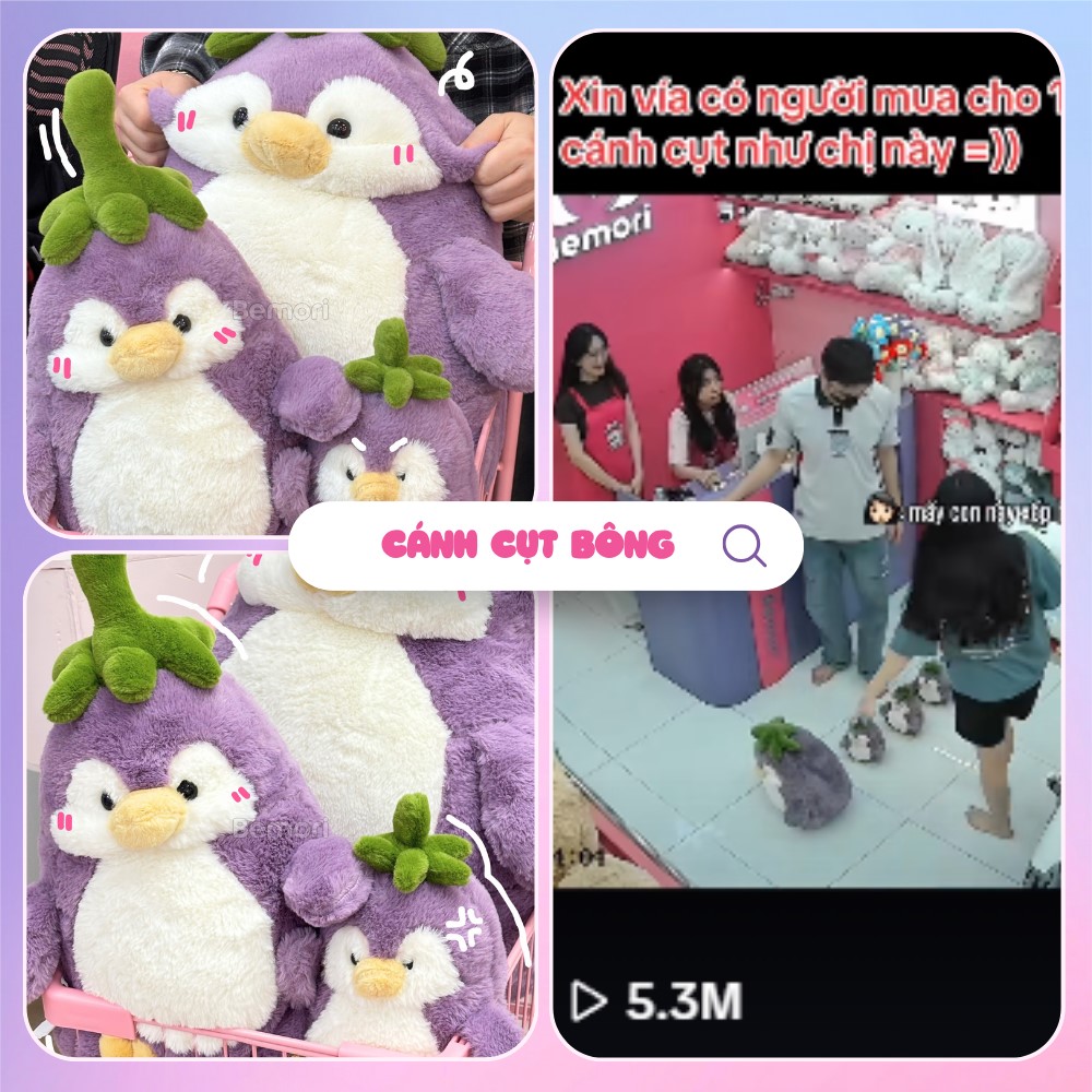 Biệt đội gấu bông hot trend cánh cụt cà tím