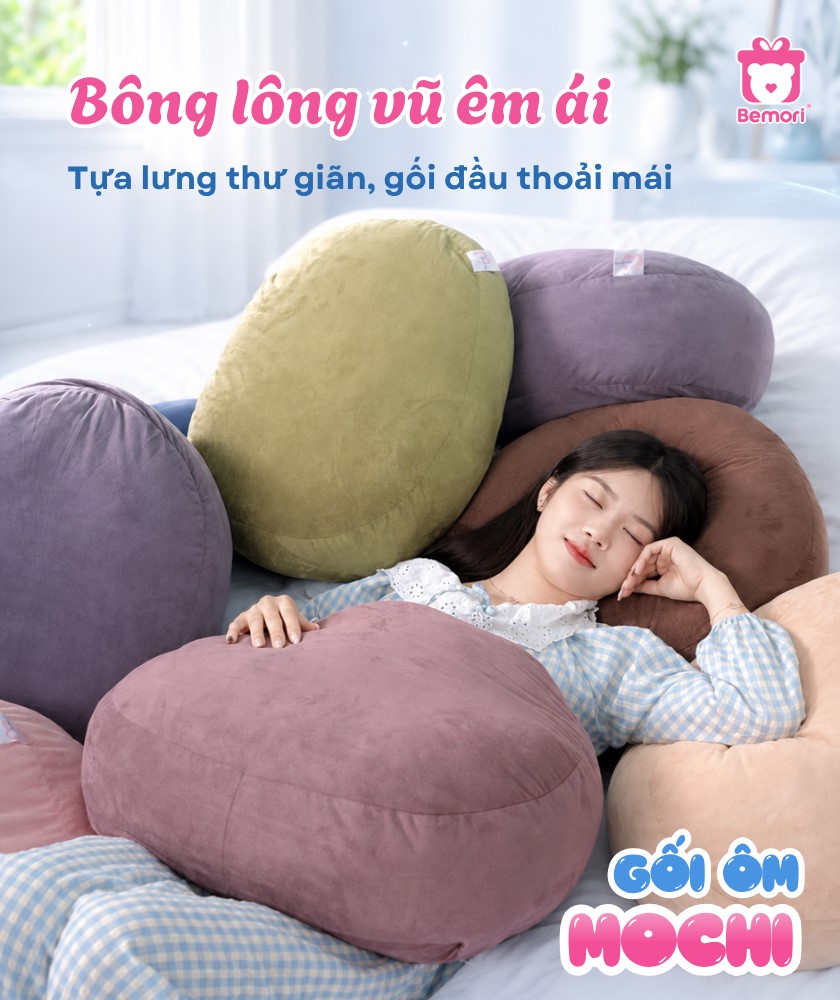 Gối Mochi da lộn mềm mịn êm ái