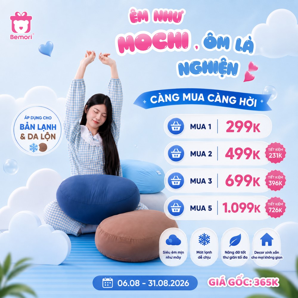 Ưu đãi mua combo gối Mochi siêu hời dành cho khách yêu nhà Bemori