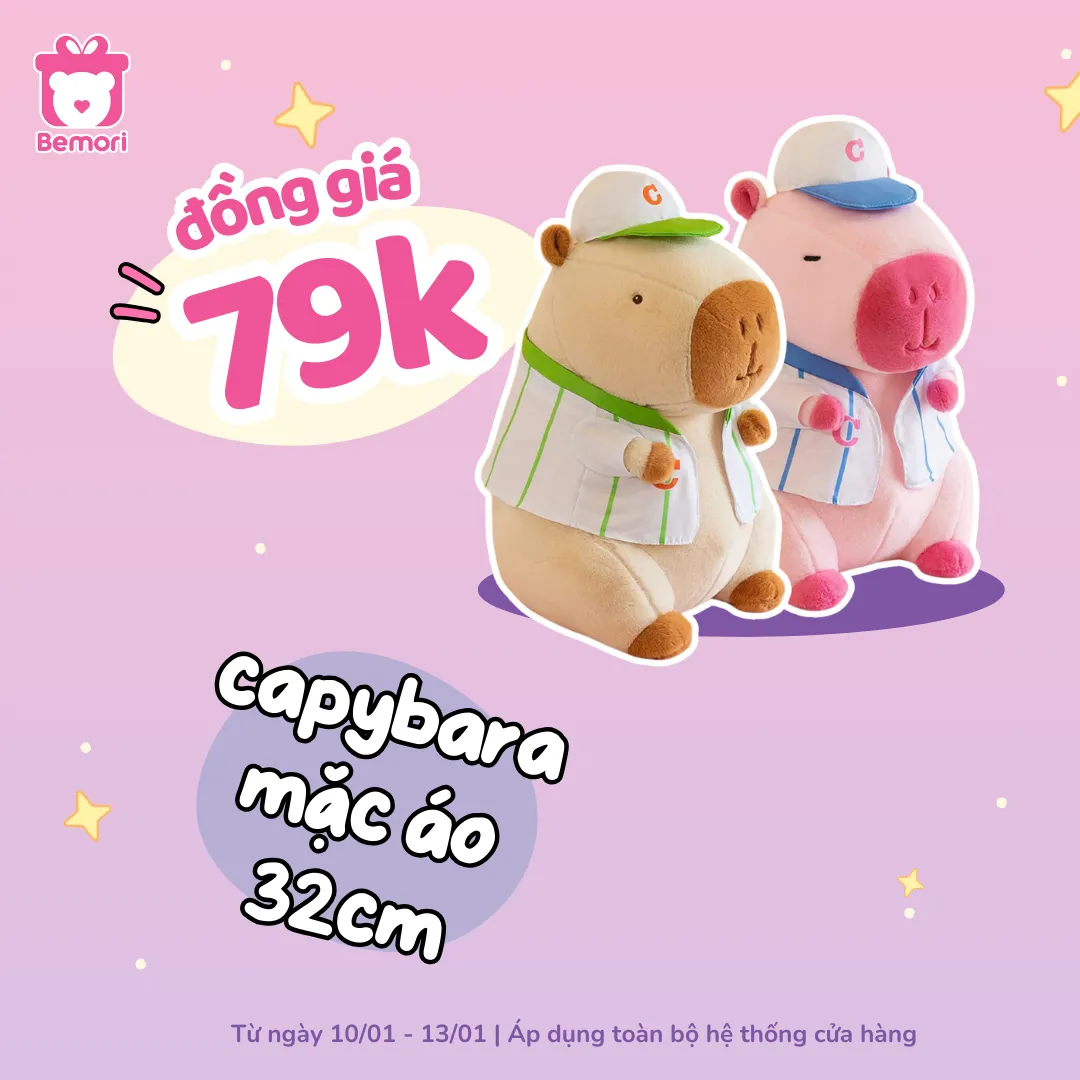 Gấu bông Capybara mặc áo 32cm đồng giá 79K