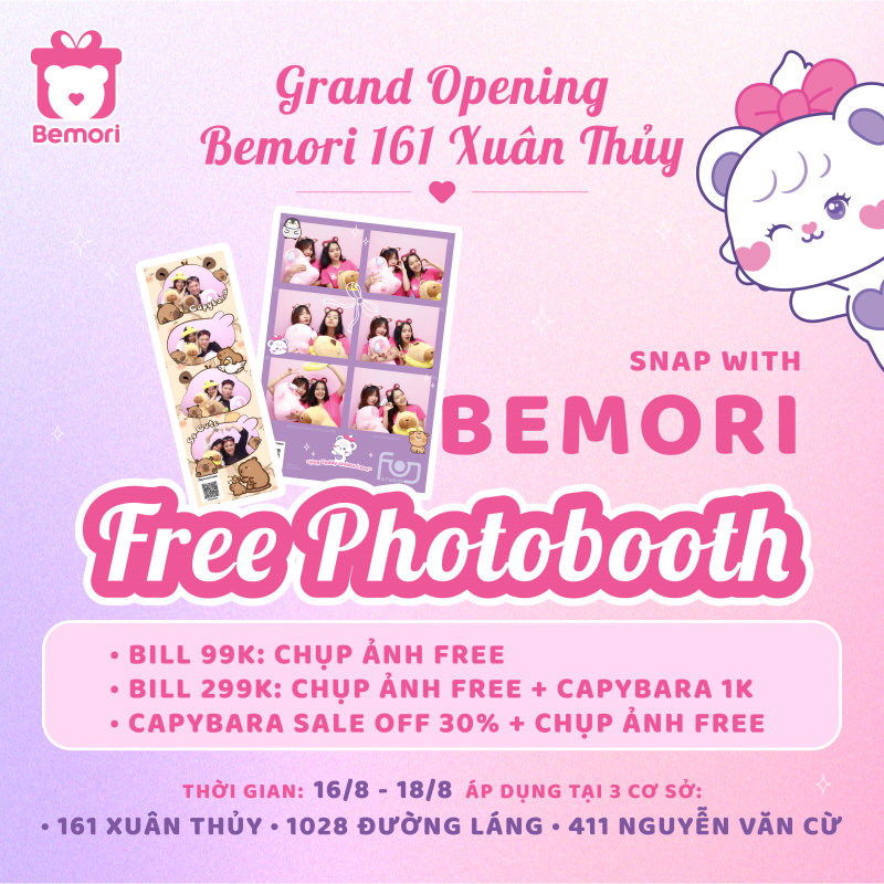 Grand Opening Bemori 161 Xuân Thủy - Free Photobooth