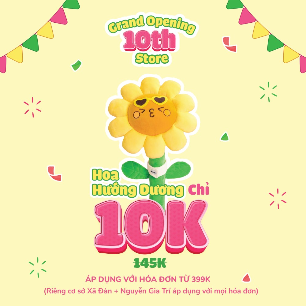 Mừng Bemori Nguyễn Gia Trí khai trương, ưu đãi hoa bông 10K siêu hot