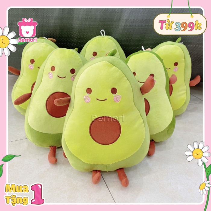 Gấu bông quả bơ làm gối tựa lưng êm ái