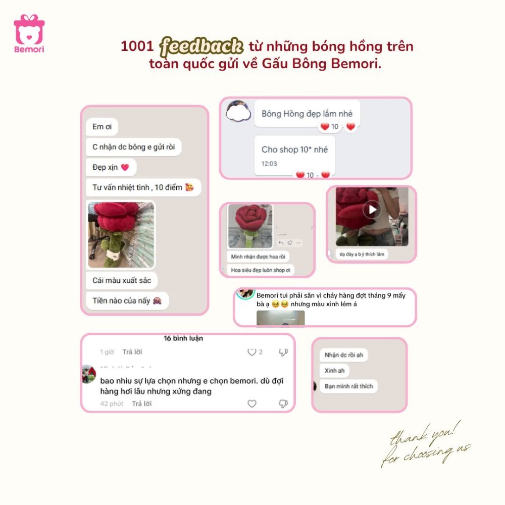 1001 feedback từ những bông hồng nhà Bemori
