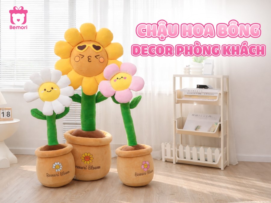 Decor Phòng Khách Bằng Chậu Hoa Bông