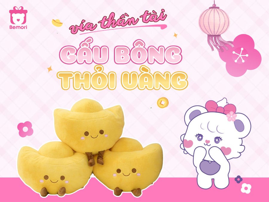 Mua Gấu Bông Thỏi Vàng Ngày Vía Thần Tài: Rước Lộc Nhẹ Nhàng, May Mắn Cả Năm