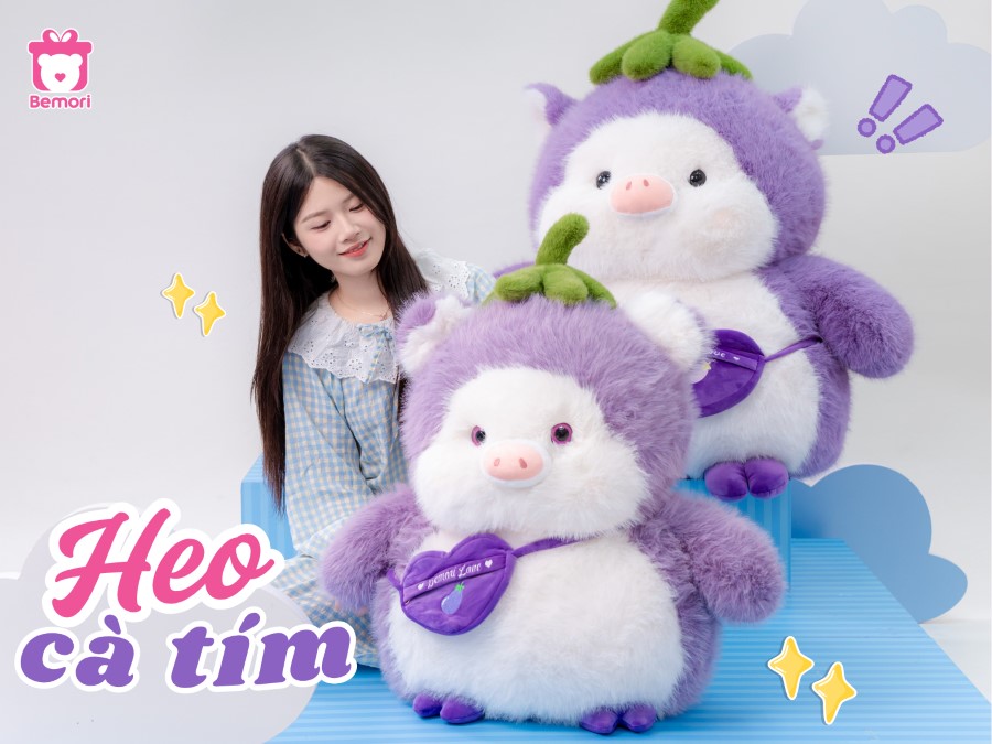 Ra Mắt Mẫu Heo Bông Mới: Siêu Phẩm Gấu Bông Heo Cà Tím Bemori Độc Lạ