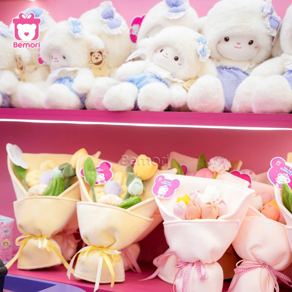 Những bông hoa bằng bông rực rỡ sắc màu làm quà Valentine