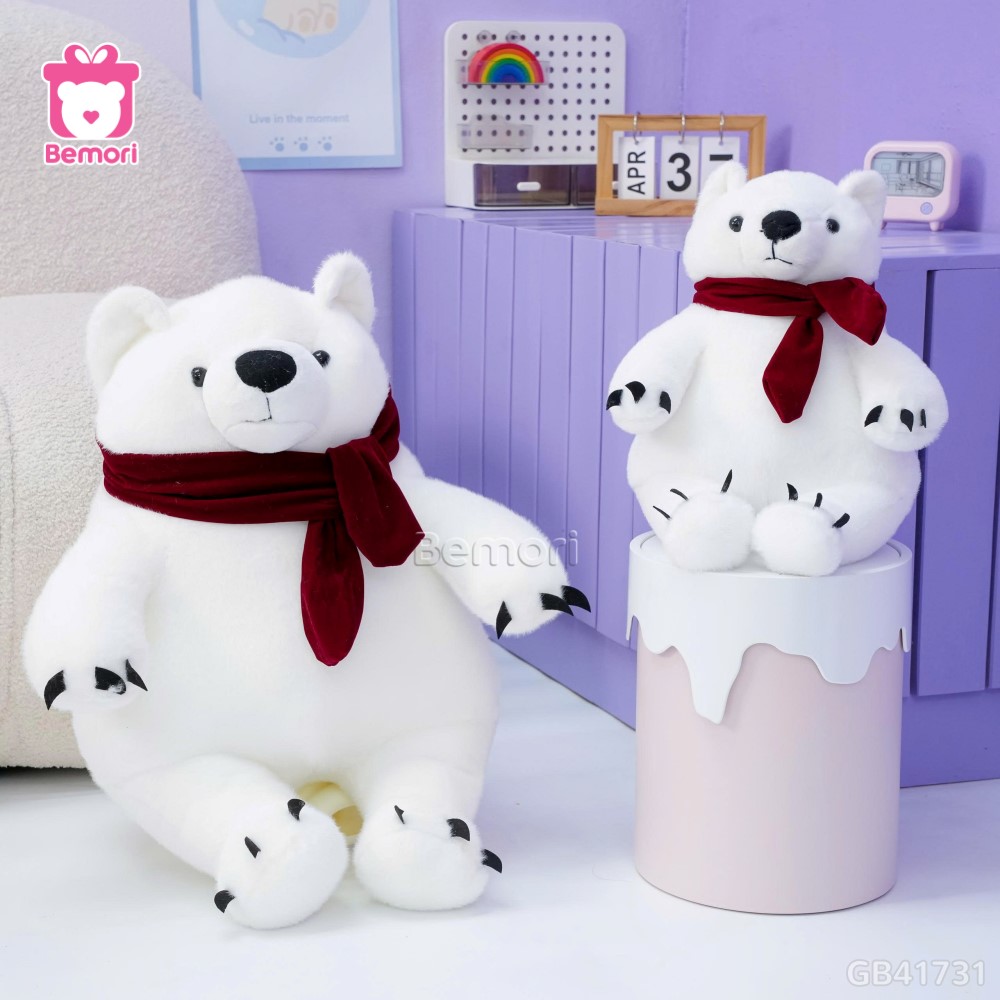 Gấu Bông Bắc Cực Béo Quàng Khăn