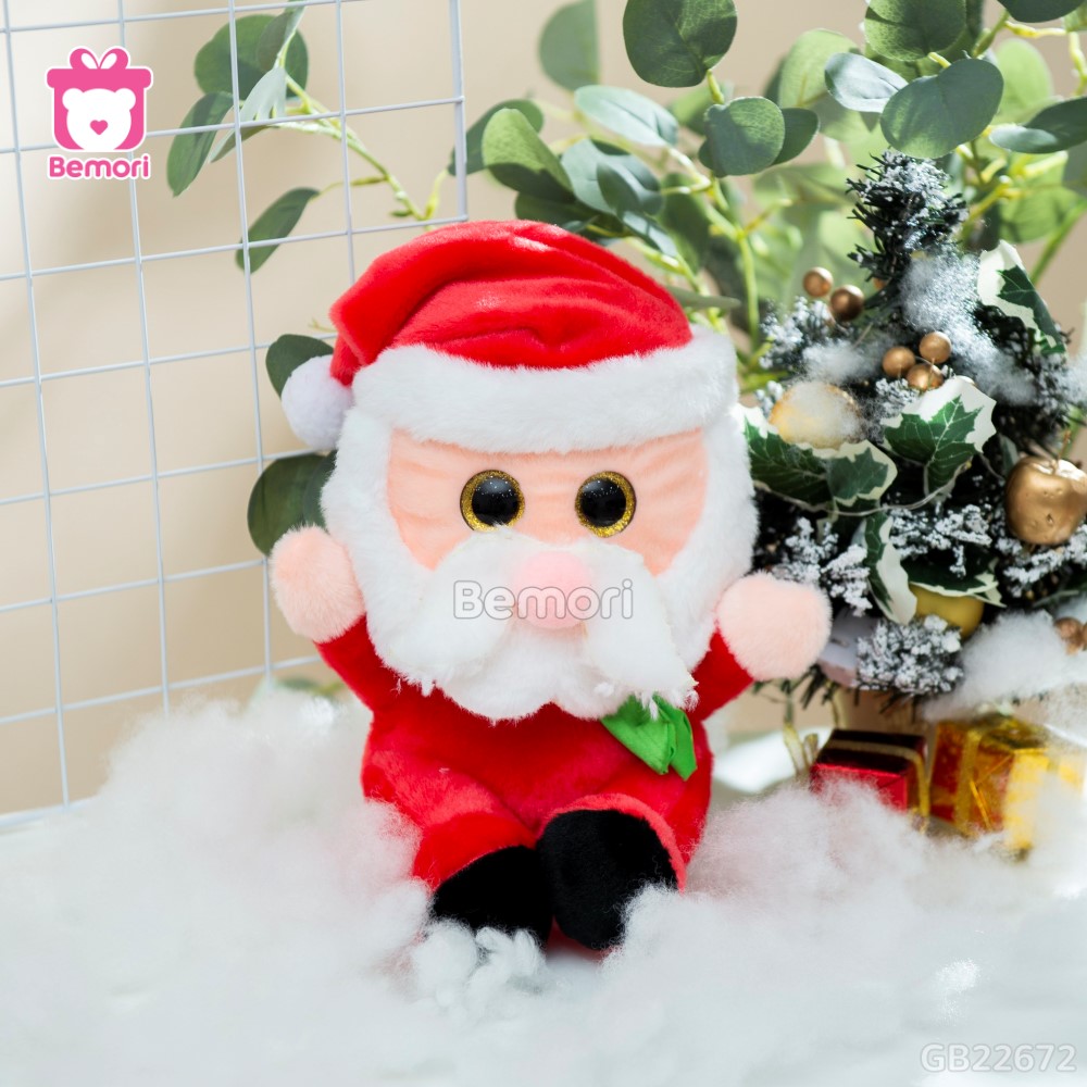 Gấu Bông Ông Già Noel Nơ Xanh Ngồi