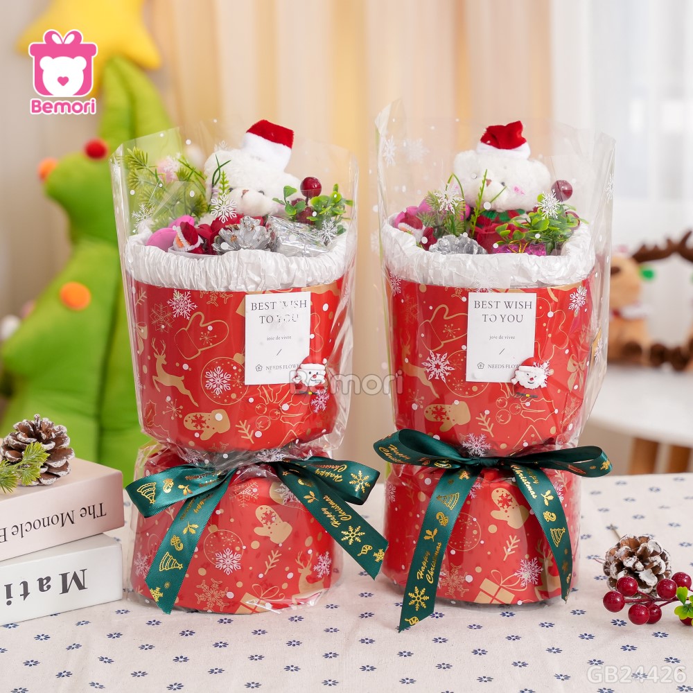 Set Bó Hoa Noel Vải Bóng